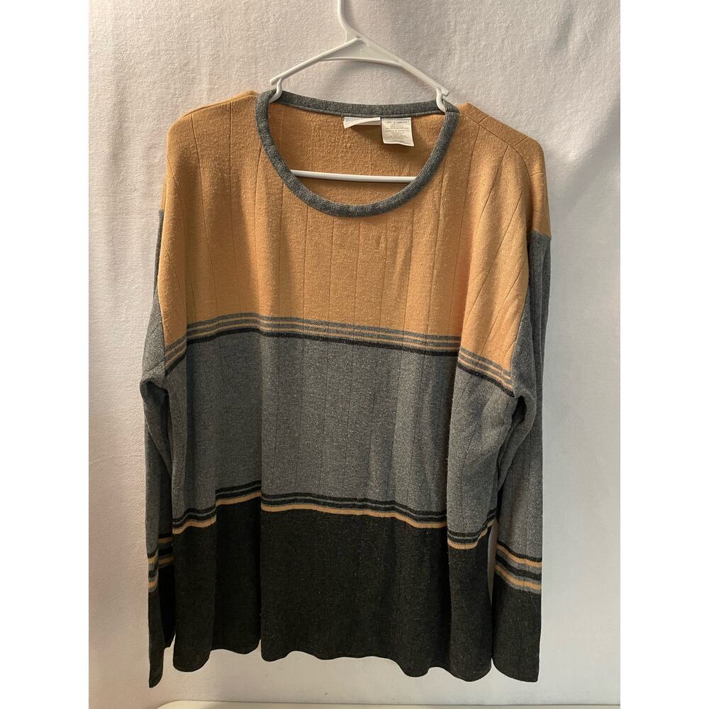 Bobbie Brooks missy sweater tan gray long sleeve 12/14 large vintage‎